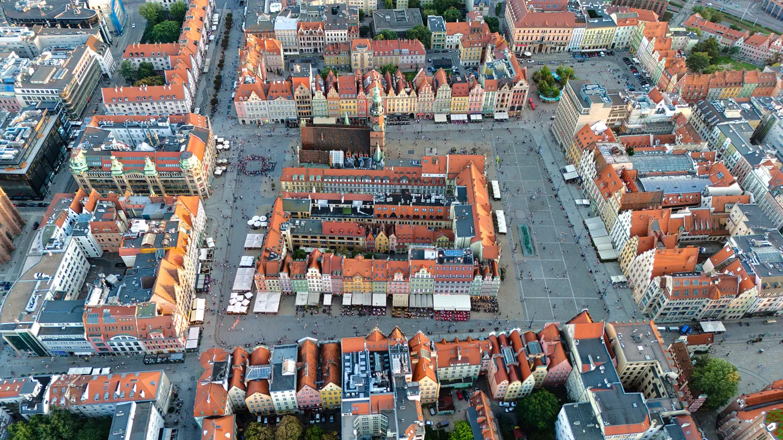 Centrum Wrocławia z lotu ptaka